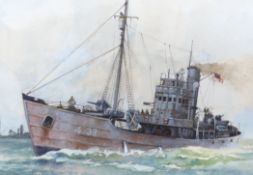 Kenneth Cooper, gouache, HM Armed Trawler Northern Pride, signed and dated '45, details verso, 23.