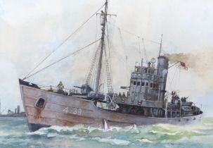 Kenneth Cooper, gouache, HM Armed Trawler Northern Pride, signed and dated '45, details verso, 23.