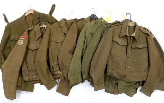 Eight British military uniform blouses/jackets, including two with Royal Sussex Regiment Cinque