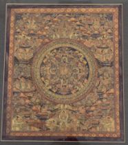 Tibetan School, gouache on fabric, Buddhist Thangka, 33 x 28cm