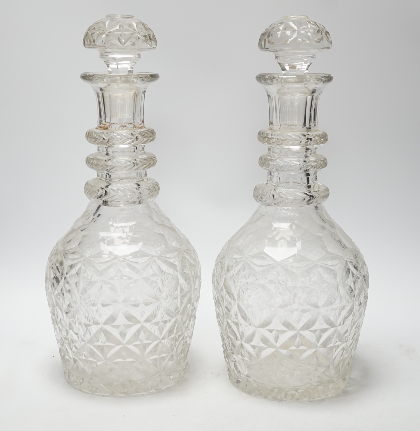 A pair of large Regency style cut glass magnum decanters and stoppers, 39cm high - Image 5 of 8