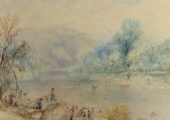 Augustus Wall Calcott RA (1779-1844), watercolour, ‘Fords of the Jordan’, inscribed to the mount,