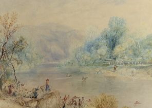 Augustus Wall Calcott RA (1779-1844), watercolour, ‘Fords of the Jordan’, inscribed to the mount,