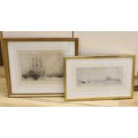 William Lionel Wyllie (1851-1931), two etchings, ‘HMS Renown leaving Portsmouth’ and one other, each