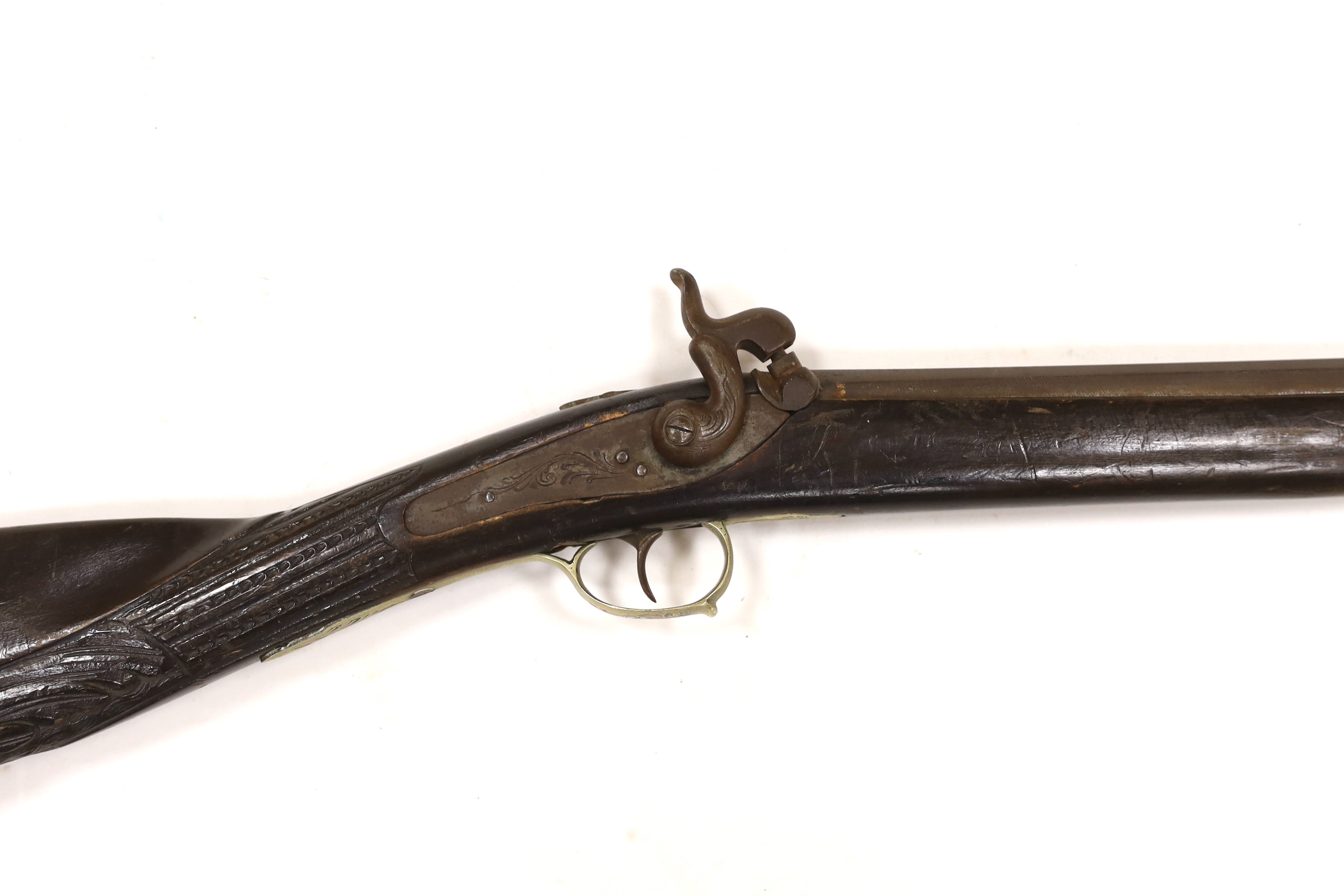 A Belgian back action percussion sporting gun made for the South American market c.1900, with - Image 4 of 7