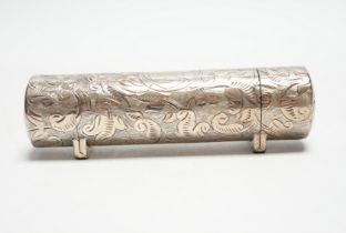 A late Victorian engraved silver double ended scent bottle, Frederick Bradford Macrea, London, 1889,