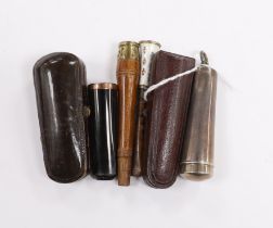 A silver cheroot holder case and others