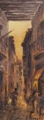 G. Mariner, oil on card, Neapolitan street scene, 32 x 12cm