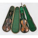 Two late 19th/early 20th cased century violins, one with ivory button, CITES Submission reference