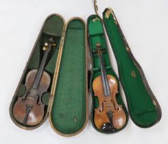 Two late 19th/early 20th cased century violins, one with ivory button, CITES Submission reference