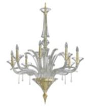 A gilt metal and glass chandelier by Gladee, height approx. 90cm