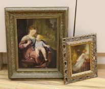 Two late 19th century oils, one on canvas, Studies of a mother and child and young boy, each