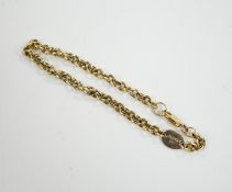 An Italian 750 yellow metal bracelet, 18cm, 11.7 grams.