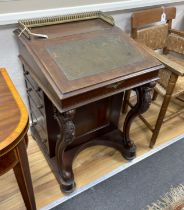 A Victorian mahogany davenport, width 56cm, depth 57cm, height 86cm