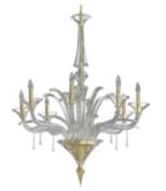 A gilt metal and glass chandelier by Gladee, approx. height 90cm