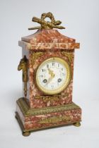 A mid-19th century rouge marble mantel clock, L. Marti et Cie Medaille D’argent two train