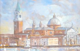 Stephen T. Cook, oil on board, Santa Maria Della Salute, Venice, signed, inscribed gallery label