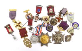 Fourteen Masonic and Order of Buffaloes medals, including enamelled examples, named lodges and