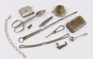 A Chestermans cattle gauge, WMF sugar nips and other various collectables including silver