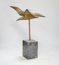 An abstract bronze seagull on marble stand 46cm high