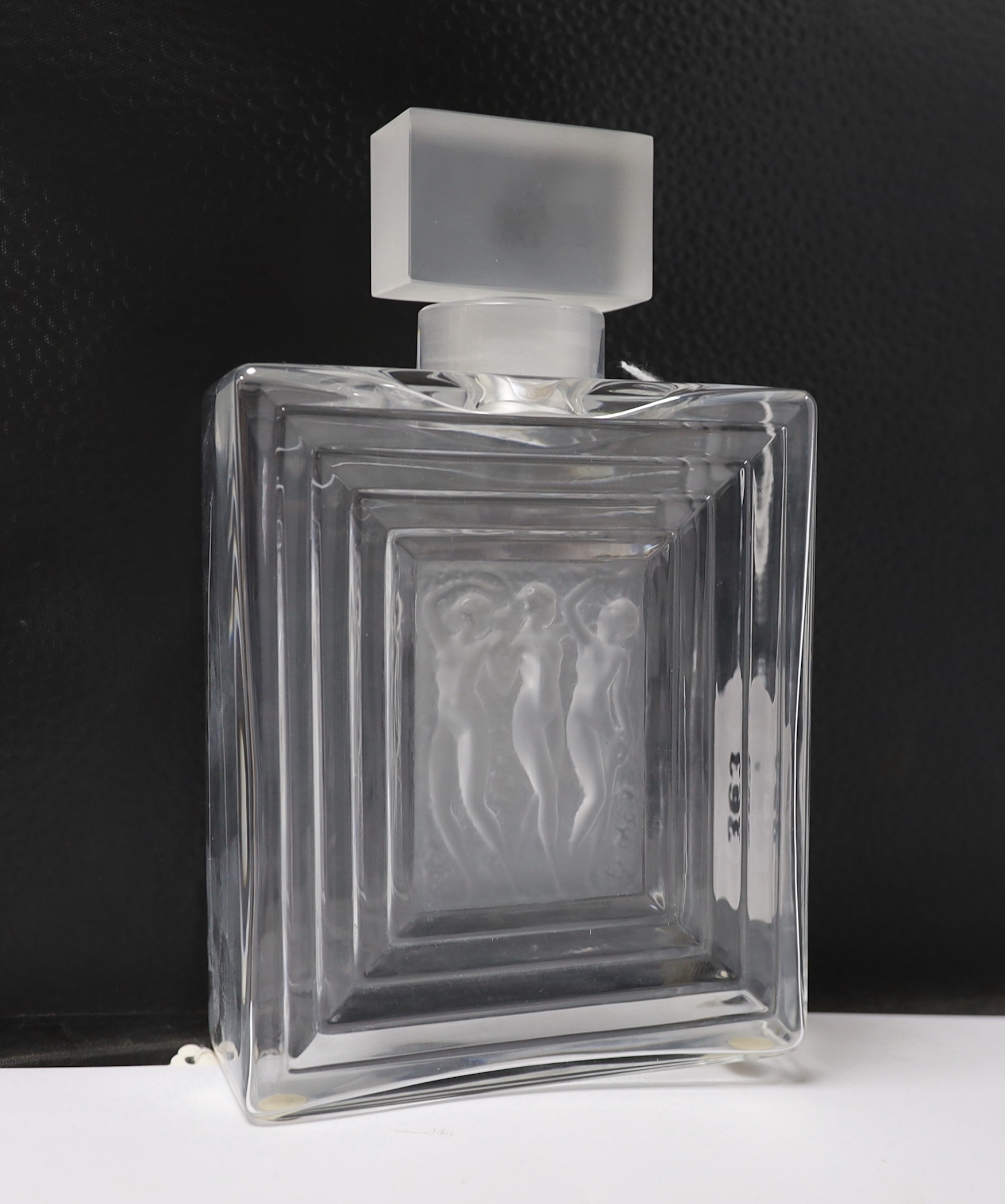 Two Lalique Duncan pattern glass scent bottles and stoppers and a matching toilet box and cover, - Image 3 of 5