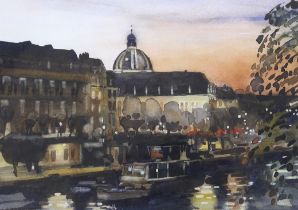 Alan Hepburn (19th/20th. C), watercolour, Notre Dame, Paris, inscribed, details verso, 24 x 35cm