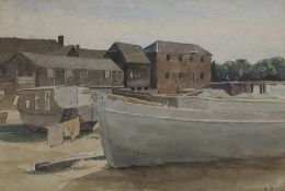 Berenger Benger (1868-1935), watercolour, Estuary at low tide, initialled, 24 x 36cm