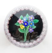 A rare Paul Ysart ‘small flower bouquet’ paperweight with double ‘PY’ cane, Caithness period, CG