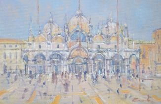 Stephen T. Cook, oil on board, St Mark’s, Venice, signed, inscribed gallery label verso, 14 x 21cm