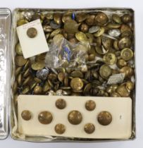 A collection of military buttons, examples including; Royal Fusiliers, Royal Navy, Royal