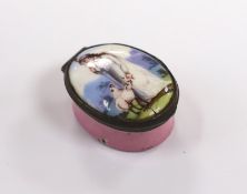 A late 18th century / early 19th century South Staffordshire enamel box of a shepherdess and