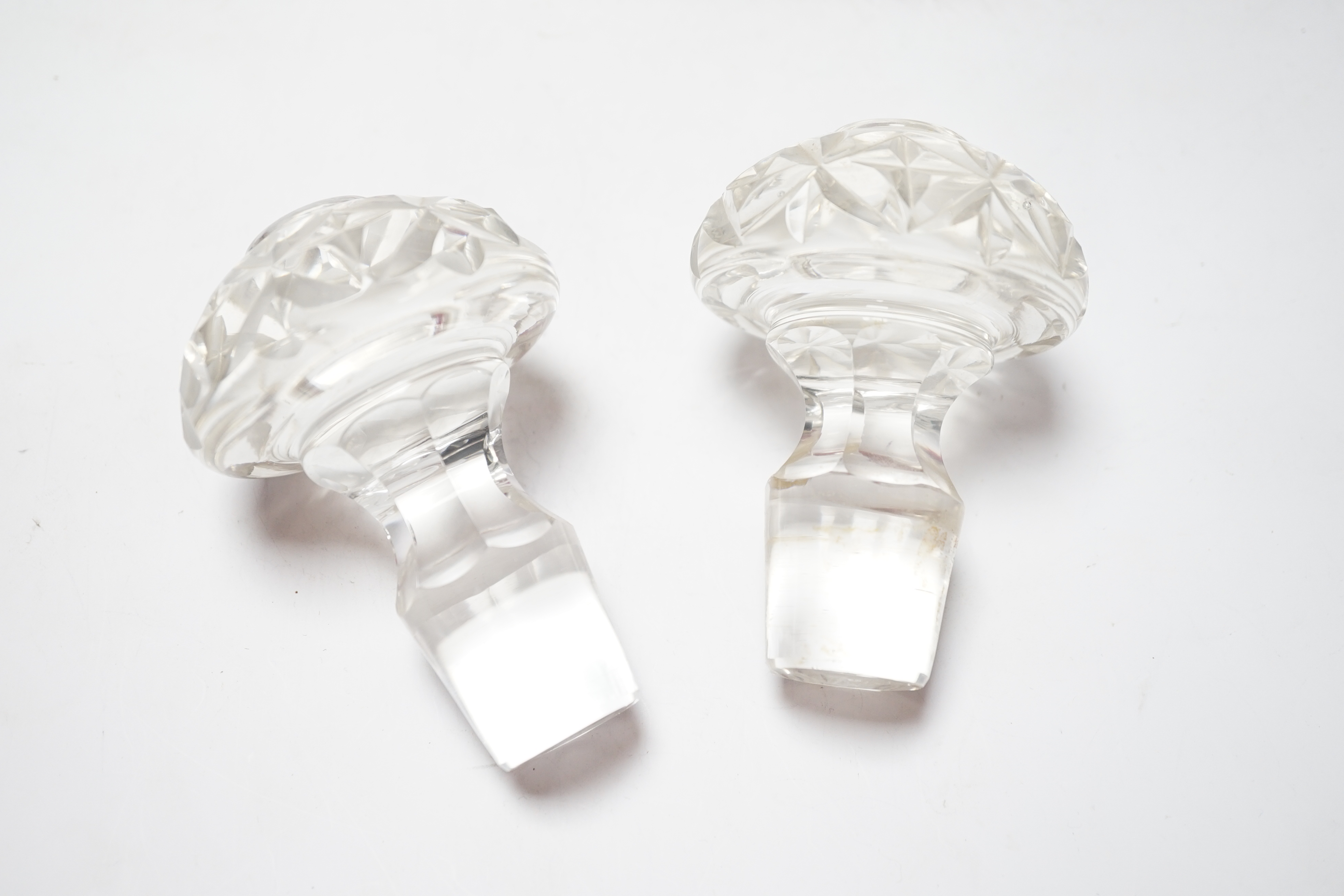A pair of large Regency style cut glass magnum decanters and stoppers, 39cm high - Image 8 of 8