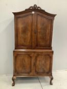 A Queen Anne style walnut cocktail cabinet, width 86cm, depth 44cm, height 171cm