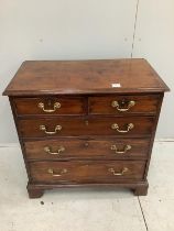 A small George III mahogany chest of five drawers, width 80cm, depth 45cm, height 81cm