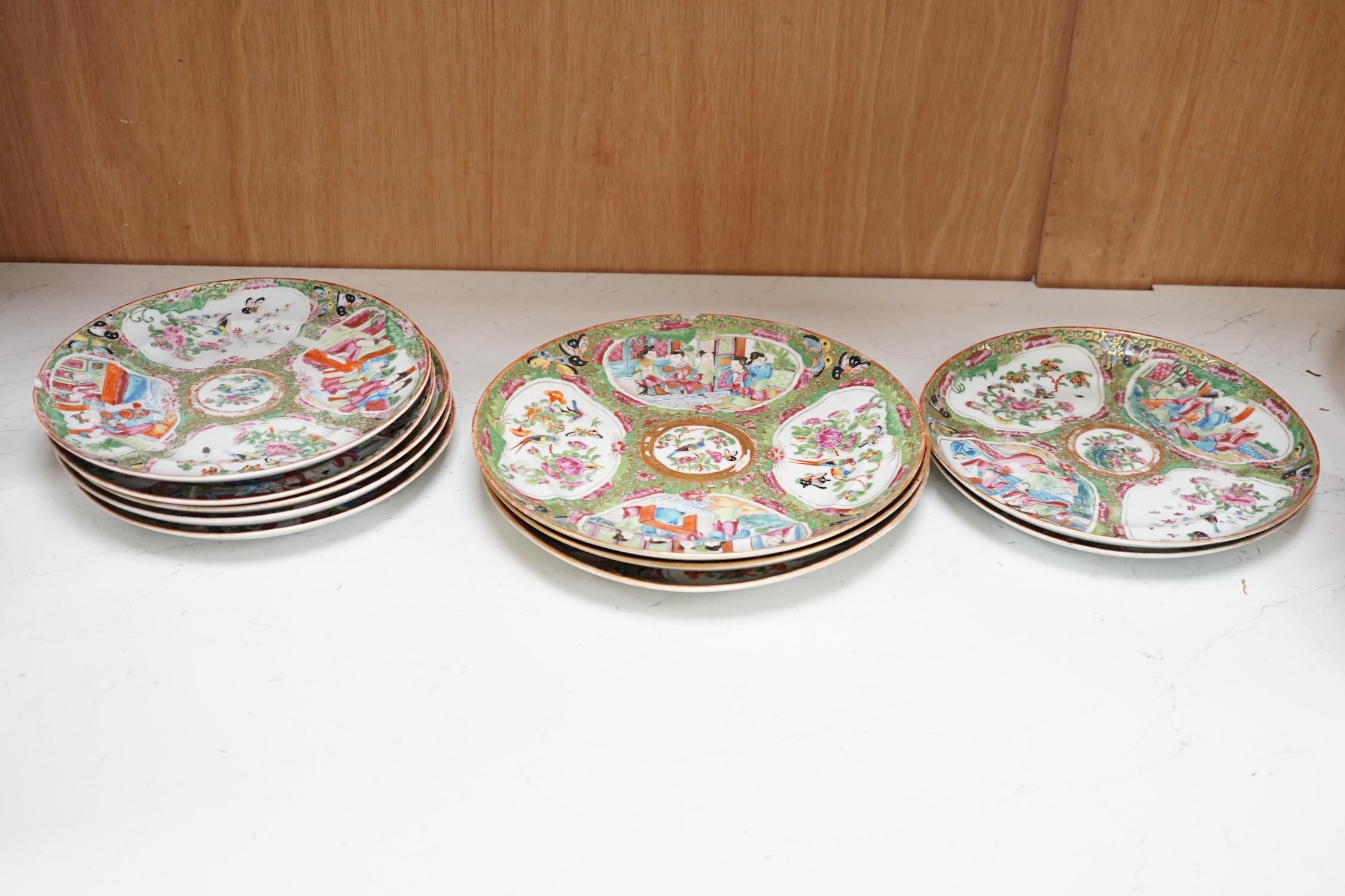 A group of Chinese famille rose dessert plates and dishes, and a mug, all Daoguang period (1821-50), - Image 2 of 6