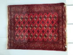 A Bokhara red ground rug, 183 x 145cm