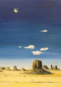 Robin Alexander Elliott (b.1936) oil on canvas, Untitled surrealist landscape, signed, 99 x 74cm