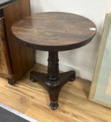 A William IV circular rosewood wine table, diameter 58cm, height 62cm