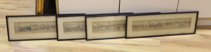 19th century, set of four colour railway lithographs including ‘First class train on the Liverpool