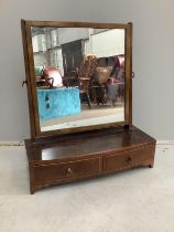 A George III mahogany bow front toilet mirror, width 46cm, depth 20cm, height 54cm