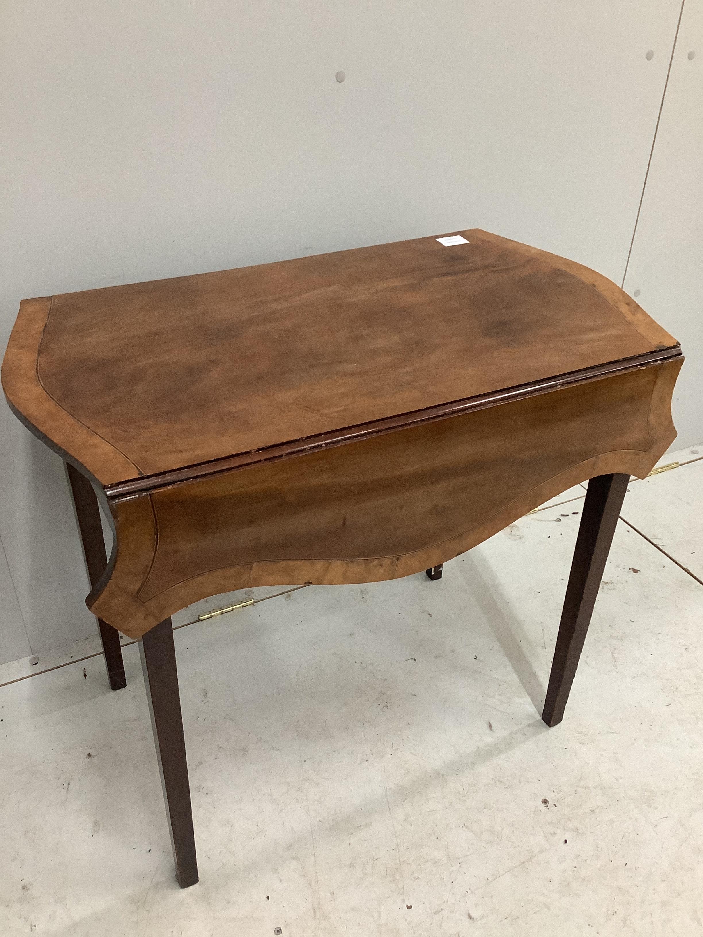 A George III and later banded mahogany serpentine Pembroke table, width 78cm, depth 45cm, height