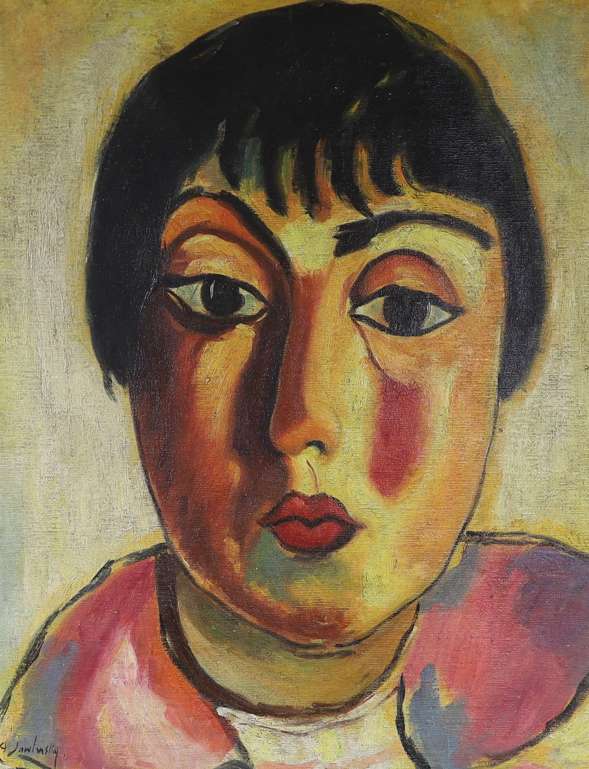 Manner of Alexej Von Jawlensky (1864-1941), oil on canvas, Portrait, 46 x 37cm