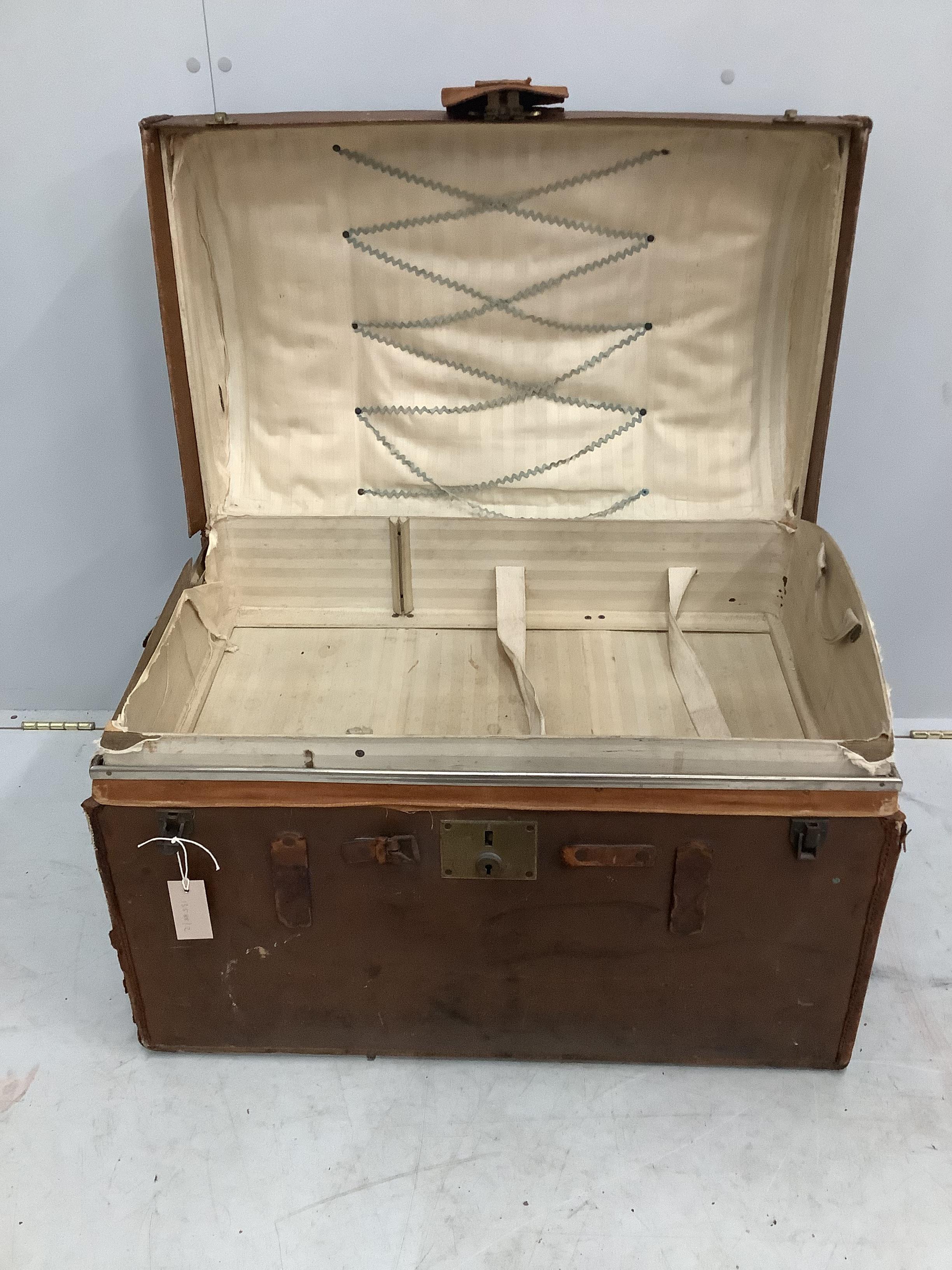 A Victorian canvas covered domed trunk, width 75cm, depth 47cm, height 57cm - Image 4 of 4