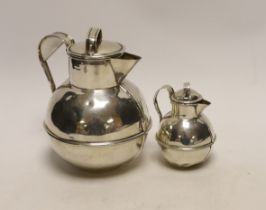 A late Victorian silver 'Guernsey' milk can, retailed by Roger of Guernsey, Chester, 1900, 15.5cm