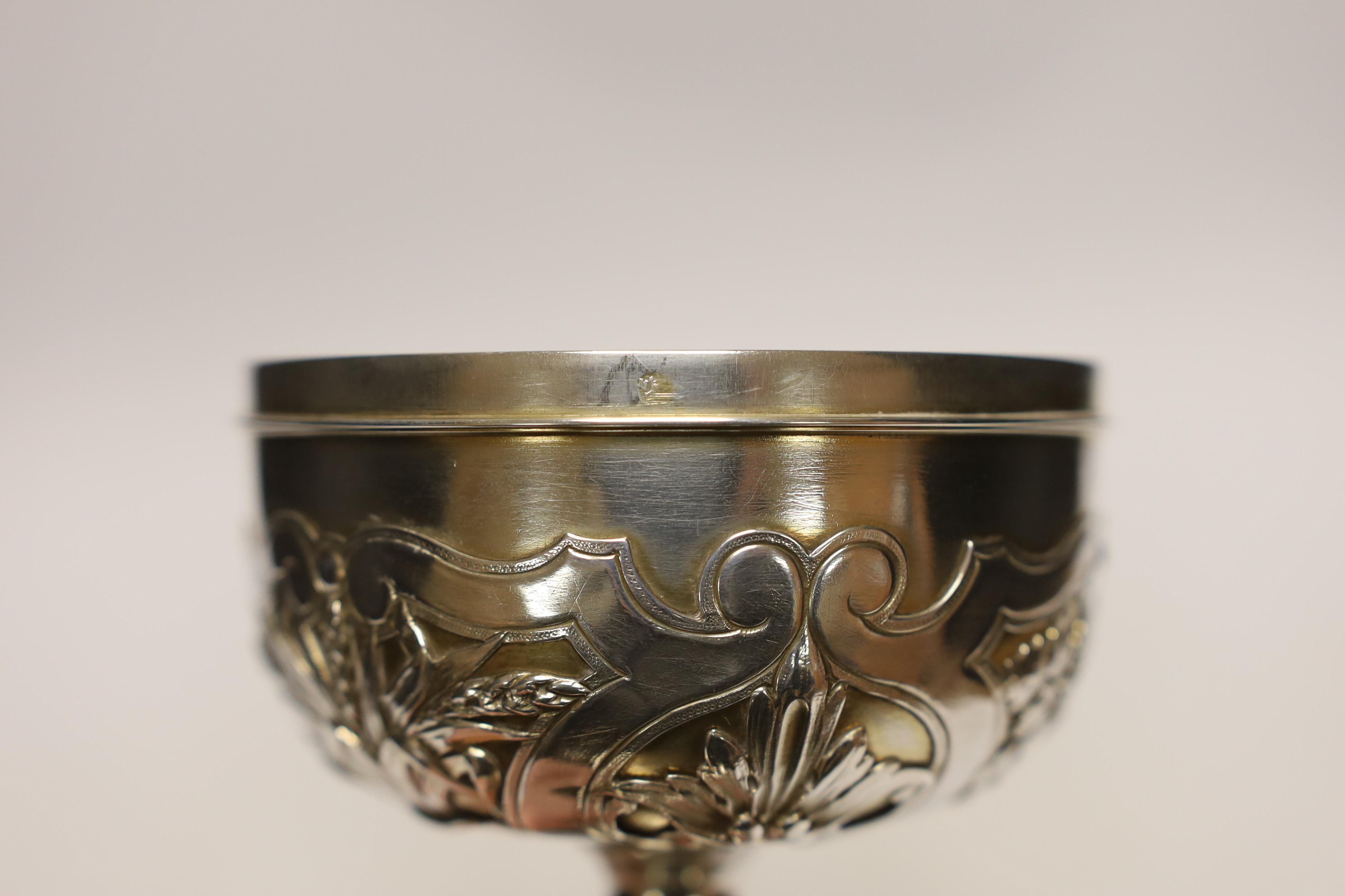 A late 19th/early 20th century French 950 standard white metal ciborium and cover, maker ?T, - Image 5 of 5