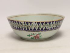 A large Chinese famille rose bowl, early 19th century, probably made for the Indian market, 26cm