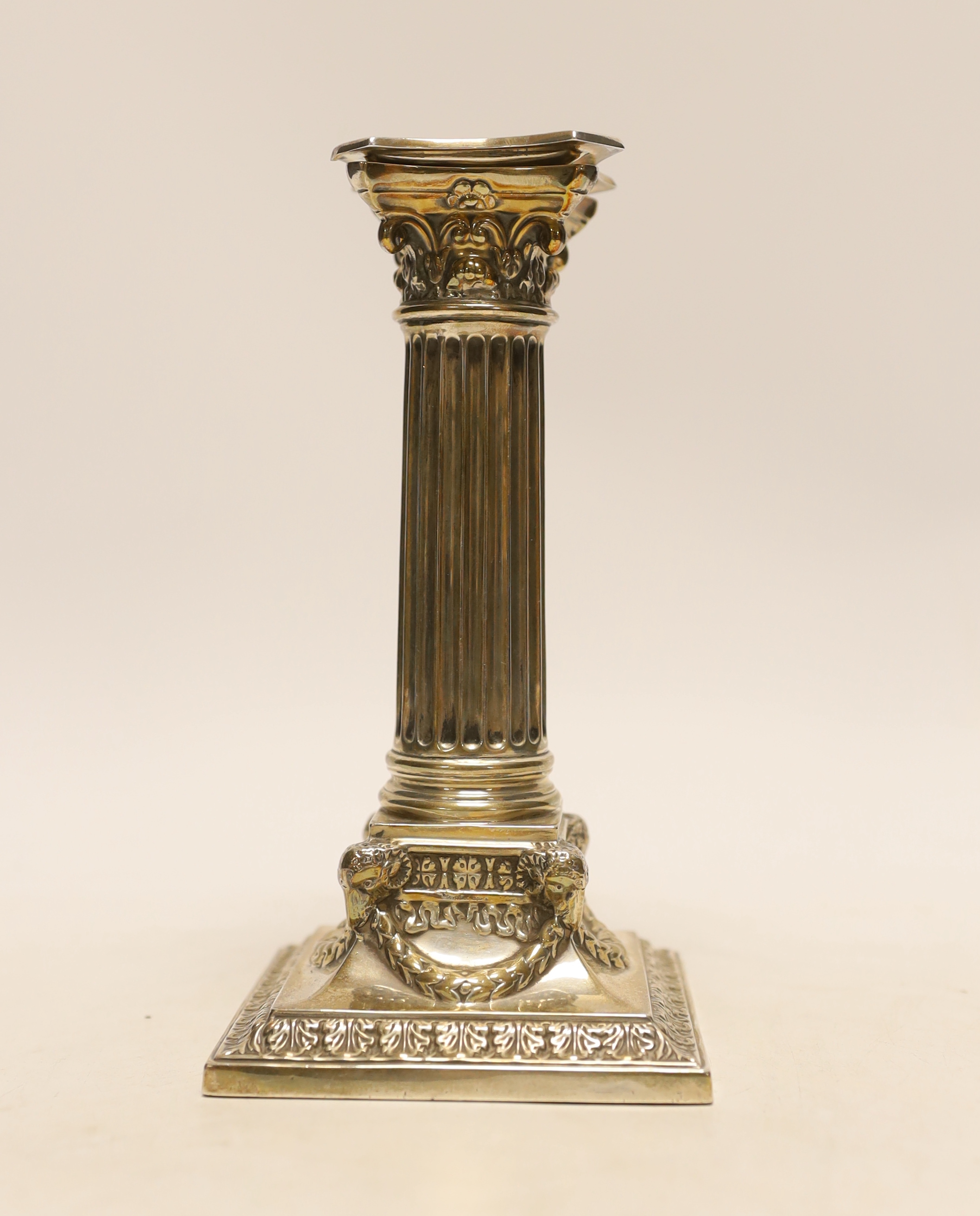 An Edwardian silver Corinthian column candlestick, by Martin, Hall & Co, Sheffield, 1903, 17.3cm, - Image 2 of 3