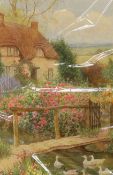 William Affleck (aka, William Carruthers, 1868-1943), two watercolours on card, ‘A cottage in