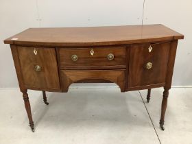 A Regency mahogany bowfront sideboard, width 129cm, depth 58cm, height 88cm