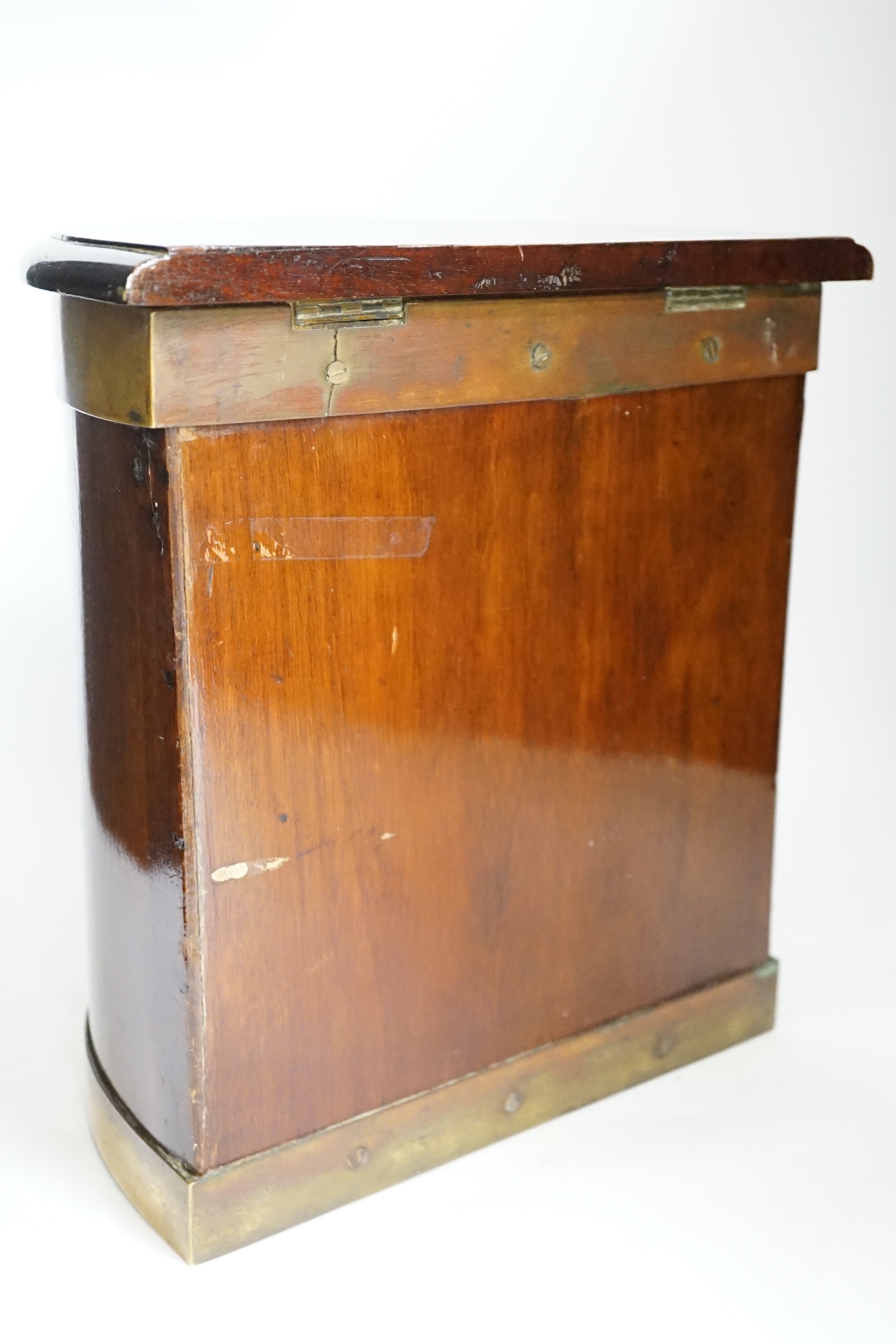A late Georgian brass bound mahogany box / case, no key - Image 4 of 4